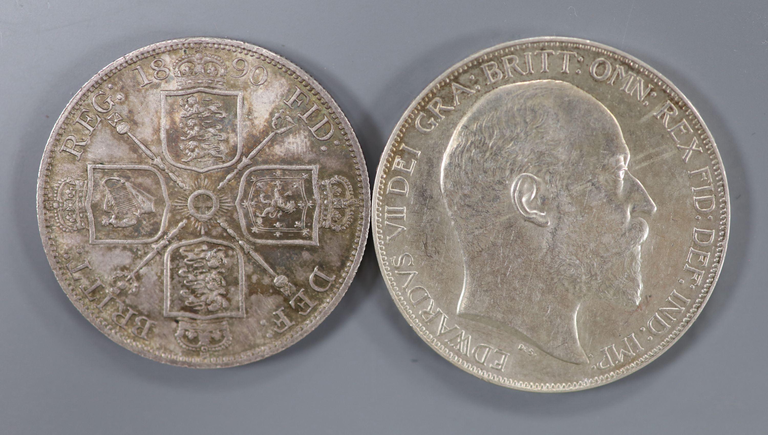 An Edward VII silver crown, 1920 lightly cleaned? otherwise EF and a Victorian silver crown 1890, NEF
